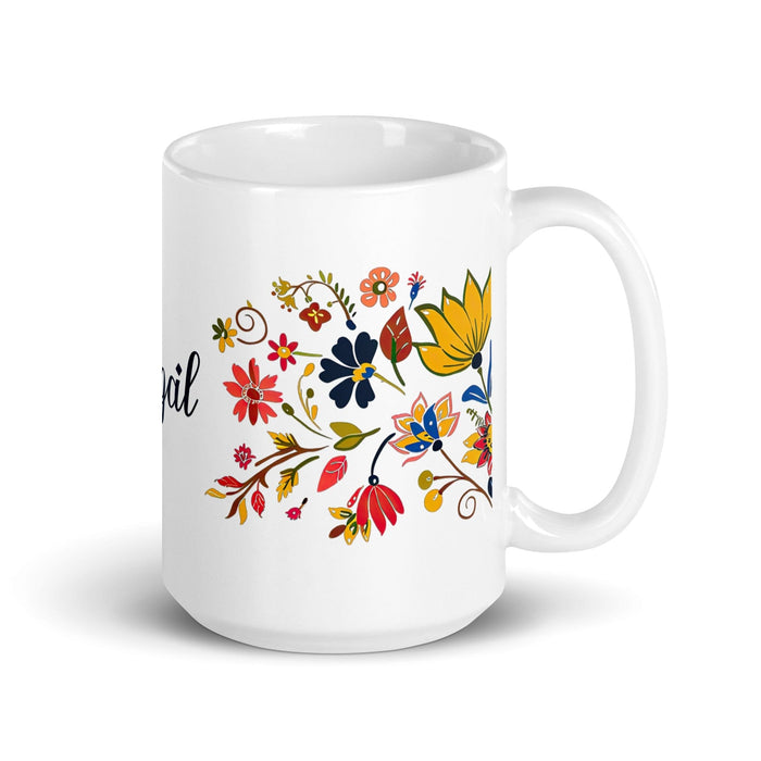 Abigail Exclusive Name Art Piece Home Office Work Coffee Mug Mexican Spanish Pride Gift Cup One-Of-A-Kind Calligraphy White Glossy Mug | A4 Mexicada 15 oz