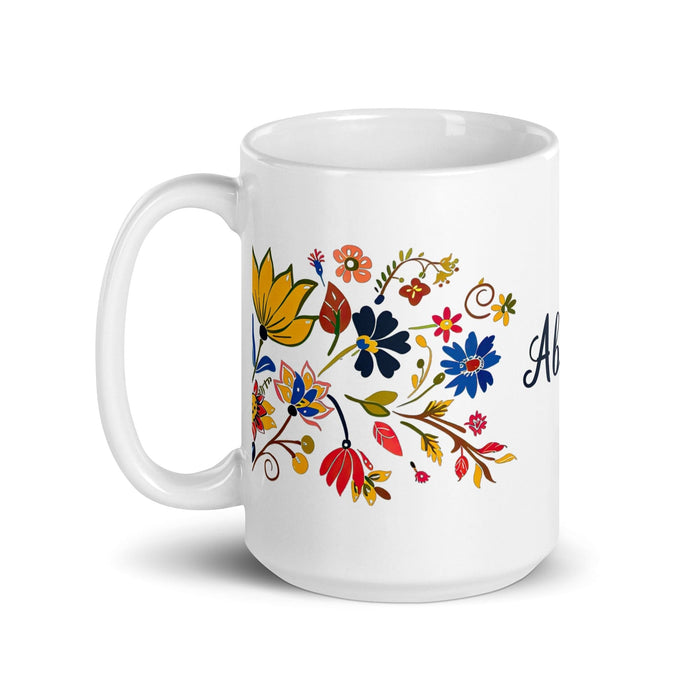 Abigail Exclusive Name Art Piece Home Office Work Coffee Mug Mexican Spanish Pride Gift Cup One-Of-A-Kind Calligraphy White Glossy Mug | A4 Mexicada