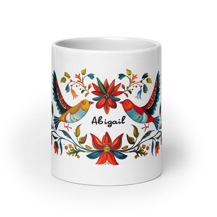 Abigail Exclusive Name Art Piece Home Office Work Coffee Mug Mexican Spanish Pride Gift Cup One - Of - A - Kind Calligraphy White Glossy Mug | A5 - Mexicada