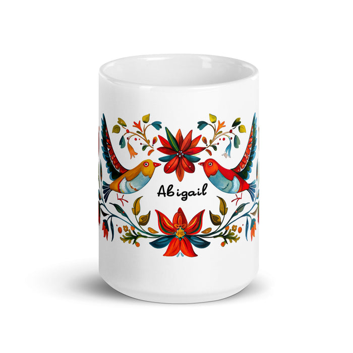 Abigail Exclusive Name Art Piece Home Office Work Coffee Mug Mexican Spanish Pride Gift Cup One - Of - A - Kind Calligraphy White Glossy Mug | A5 - Mexicada