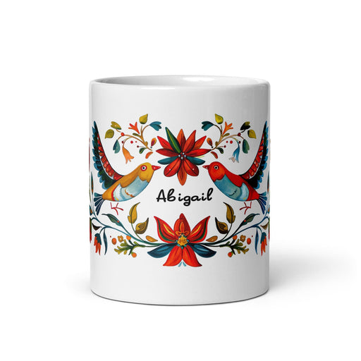 Abigail Exclusive Name Art Piece Home Office Work Coffee Mug Mexican Spanish Pride Gift Cup One-Of-A-Kind Calligraphy White Glossy Mug | A5 Mexicada