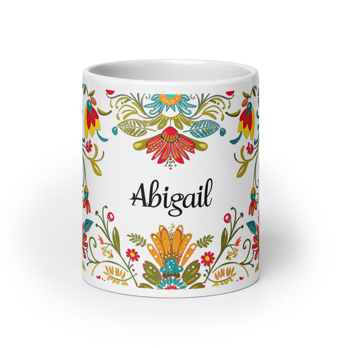 Abigail Exclusive Name Art Piece Home Office Work Coffee Mug Mexican Spanish Pride Gift Cup One - Of - A - Kind Calligraphy White Glossy Mug | A6 - Mexicada