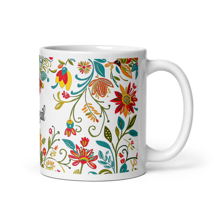 Abigail Exclusive Name Art Piece Home Office Work Coffee Mug Mexican Spanish Pride Gift Cup One - Of - A - Kind Calligraphy White Glossy Mug | A6 - Mexicada