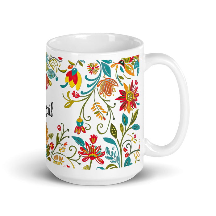 Abigail Exclusive Name Art Piece Home Office Work Coffee Mug Mexican Spanish Pride Gift Cup One - Of - A - Kind Calligraphy White Glossy Mug | A6 - Mexicada