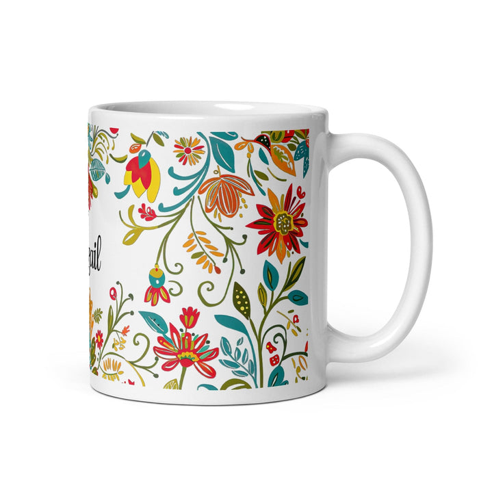 Abigail Exclusive Name Art Piece Home Office Work Coffee Mug Mexican Spanish Pride Gift Cup One-Of-A-Kind Calligraphy White Glossy Mug | A6 Mexicada 11 oz