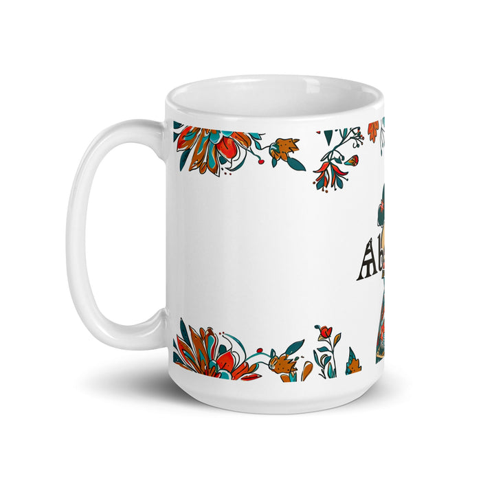 Abigail Exclusive Name Art Piece Home Office Work Coffee Mug Mexican Spanish Pride Gift Cup One - Of - A - Kind Calligraphy White Glossy Mug | A7 - Mexicada