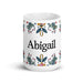 Abigail Exclusive Name Art Piece Home Office Work Coffee Mug Mexican Spanish Pride Gift Cup One - Of - A - Kind Calligraphy White Glossy Mug | A8 - Mexicada