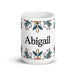 Abigail Exclusive Name Art Piece Home Office Work Coffee Mug Mexican Spanish Pride Gift Cup One-Of-A-Kind Calligraphy White Glossy Mug | A8 Mexicada