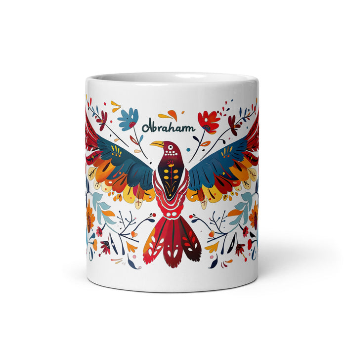 Abraham Exclusive Name Art Piece Home Office Work Coffee Mug Mexican Spanish Pride Gift Cup One - Of - A - Kind Calligraphy White Glossy Mug | A1 - Mexicada