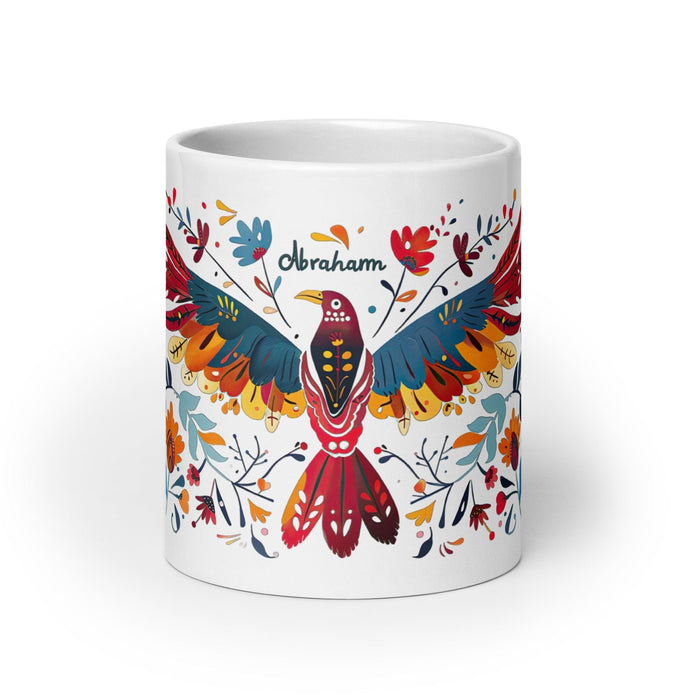 Abraham Exclusive Name Art Piece Home Office Work Coffee Mug Mexican Spanish Pride Gift Cup One-Of-A-Kind Calligraphy White Glossy Mug | A1 Mexicada