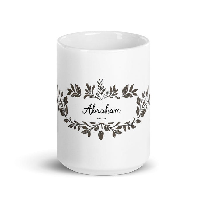 Abraham Exclusive Name Art Piece Home Office Work Coffee Mug Mexican Spanish Pride Gift Cup One - Of - A - Kind Calligraphy White Glossy Mug | A2 - Mexicada