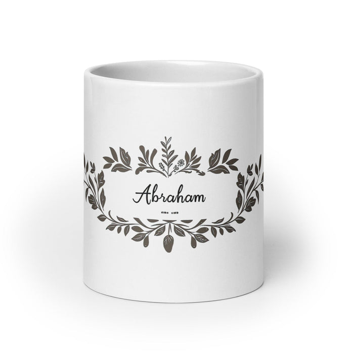 Abraham Exclusive Name Art Piece Home Office Work Coffee Mug Mexican Spanish Pride Gift Cup One-Of-A-Kind Calligraphy White Glossy Mug | A2 Mexicada