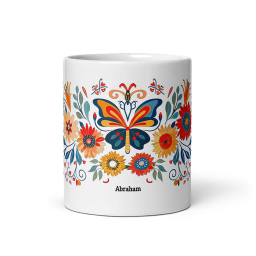 Abraham Exclusive Name Art Piece Home Office Work Coffee Mug Mexican Spanish Pride Gift Cup One - Of - A - Kind Calligraphy White Glossy Mug | A3 - Mexicada