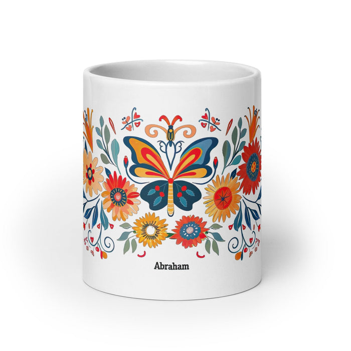 Abraham Exclusive Name Art Piece Home Office Work Coffee Mug Mexican Spanish Pride Gift Cup One-Of-A-Kind Calligraphy White Glossy Mug | A3 Mexicada