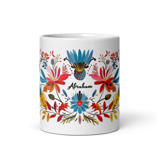 Abraham Exclusive Name Art Piece Home Office Work Coffee Mug Mexican Spanish Pride Gift Cup One - Of - A - Kind Calligraphy White Glossy Mug | A4 - Mexicada