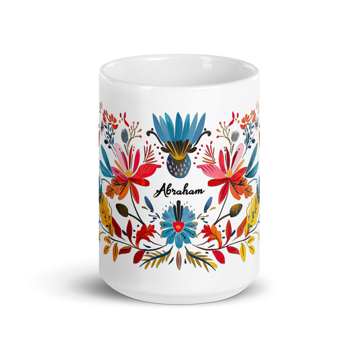 Abraham Exclusive Name Art Piece Home Office Work Coffee Mug Mexican Spanish Pride Gift Cup One - Of - A - Kind Calligraphy White Glossy Mug | A4 - Mexicada