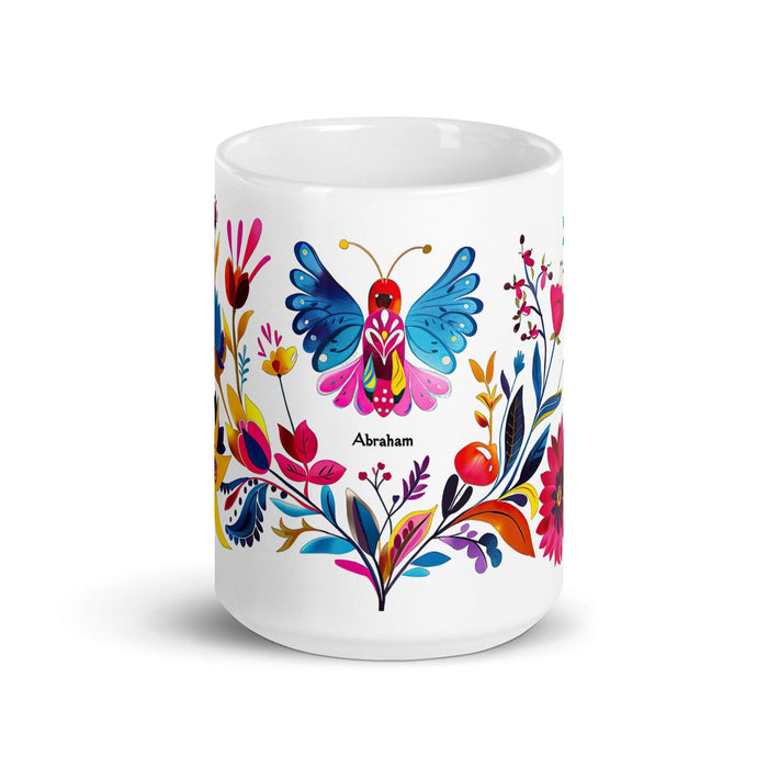 Abraham Exclusive Name Art Piece Home Office Work Coffee Mug Mexican Spanish Pride Gift Cup One-Of-A-Kind Calligraphy White Glossy Mug | A5 Mexicada