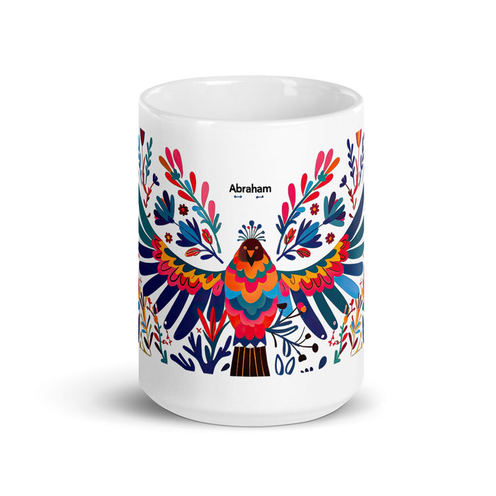 Abraham Exclusive Name Art Piece Home Office Work Coffee Mug Mexican Spanish Pride Gift Cup One - Of - A - Kind Calligraphy White Glossy Mug | A6 - Mexicada