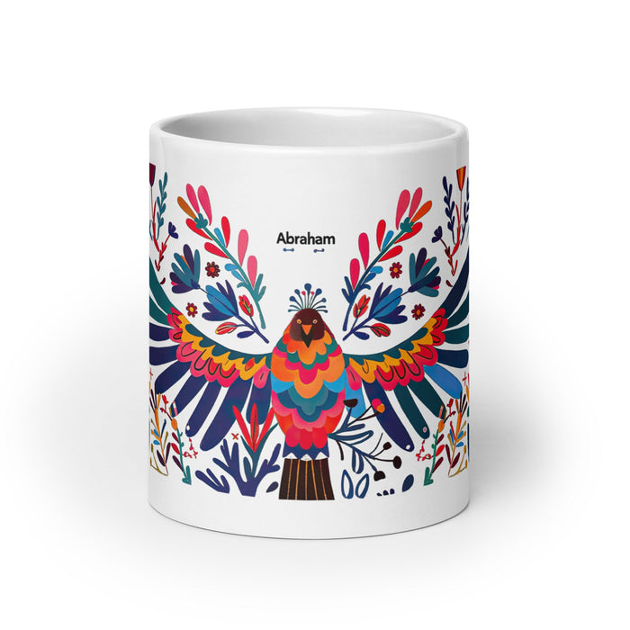 Abraham Exclusive Name Art Piece Home Office Work Coffee Mug Mexican Spanish Pride Gift Cup One - Of - A - Kind Calligraphy White Glossy Mug | A6 - Mexicada