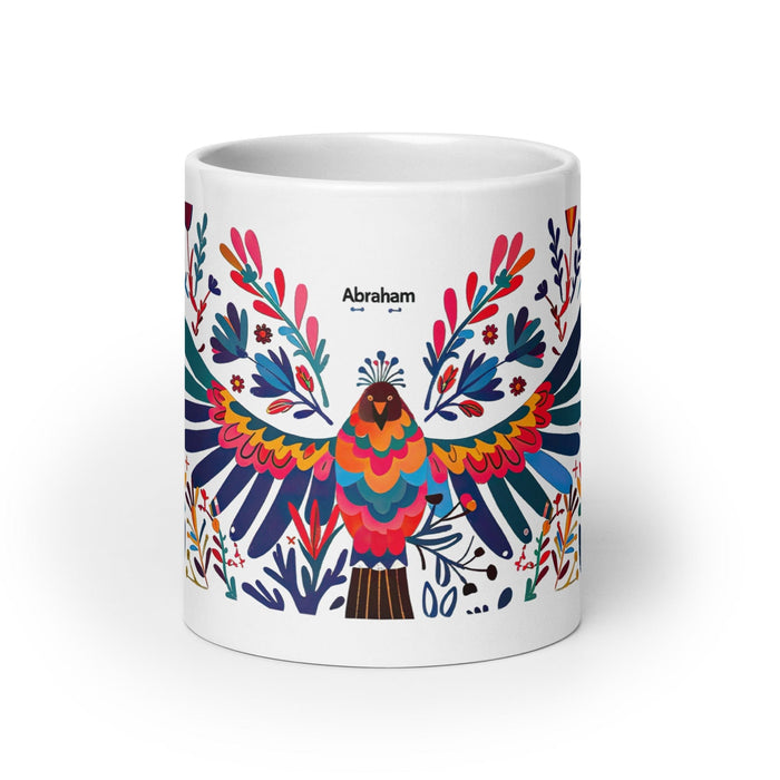 Abraham Exclusive Name Art Piece Home Office Work Coffee Mug Mexican Spanish Pride Gift Cup One-Of-A-Kind Calligraphy White Glossy Mug | A6 Mexicada