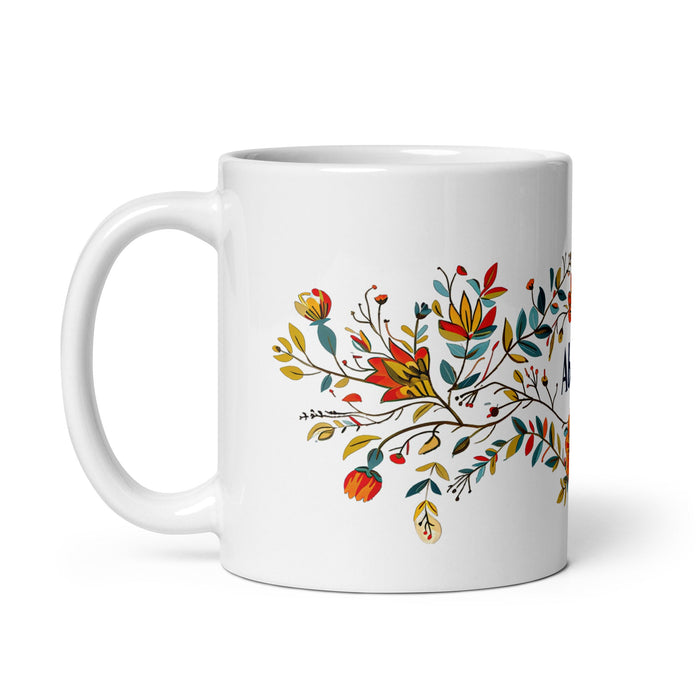 Abril Exclusive Name Art Piece Home Office Work Coffee Mug Mexican Spanish Pride Gift Cup One - Of - A - Kind Calligraphy White Glossy Mug | A1 - Mexicada