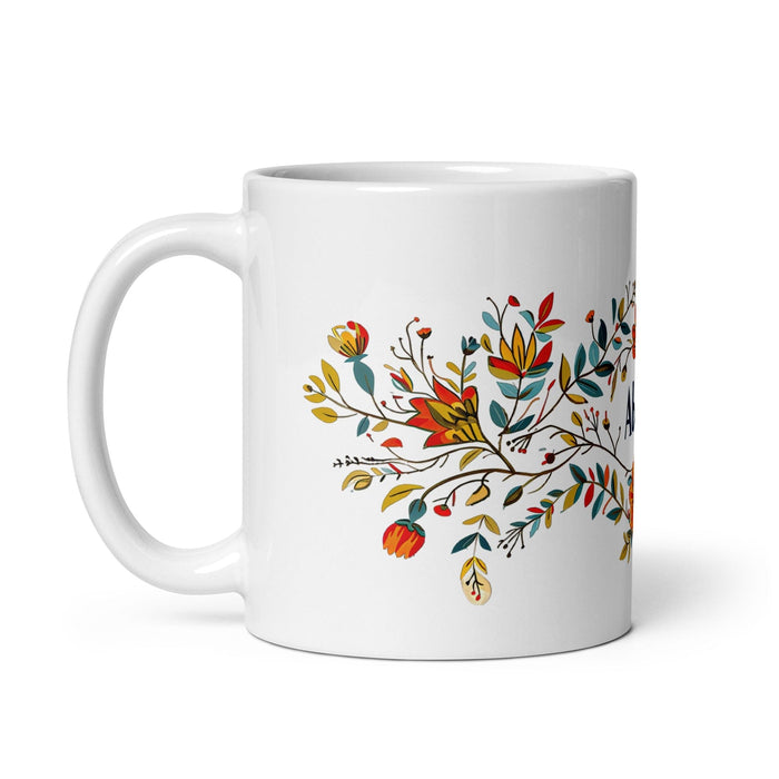 Abril Exclusive Name Art Piece Home Office Work Coffee Mug Mexican Spanish Pride Gift Cup One-Of-A-Kind Calligraphy White Glossy Mug | A1 Mexicada