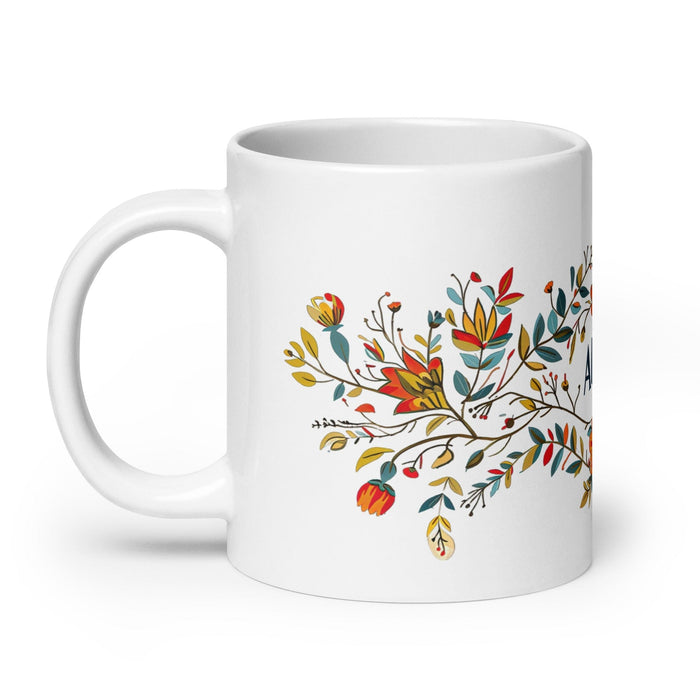 Abril Exclusive Name Art Piece Home Office Work Coffee Mug Mexican Spanish Pride Gift Cup One-Of-A-Kind Calligraphy White Glossy Mug | A1 Mexicada