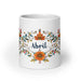 Abril Exclusive Name Art Piece Home Office Work Coffee Mug Mexican Spanish Pride Gift Cup One-Of-A-Kind Calligraphy White Glossy Mug | A1 Mexicada