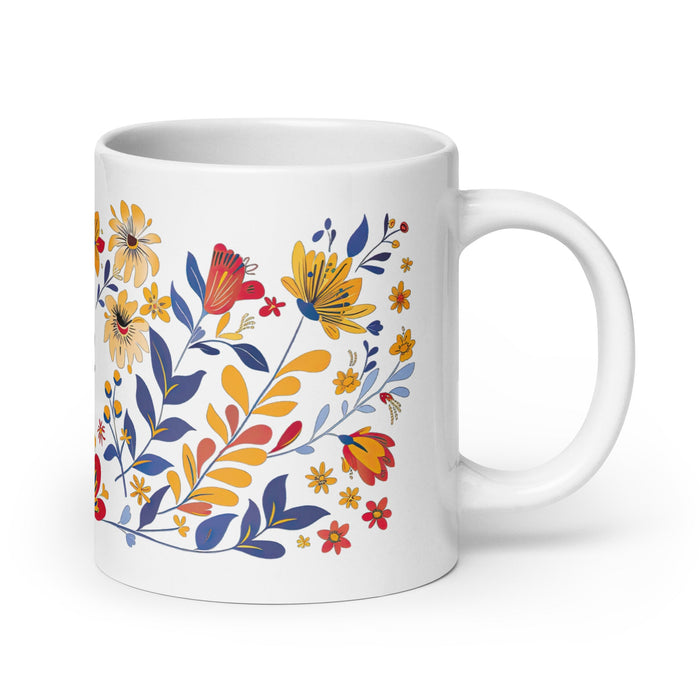 Abril Exclusive Name Art Piece Home Office Work Coffee Mug Mexican Spanish Pride Gift Cup One - Of - A - Kind Calligraphy White Glossy Mug | A10 - Mexicada