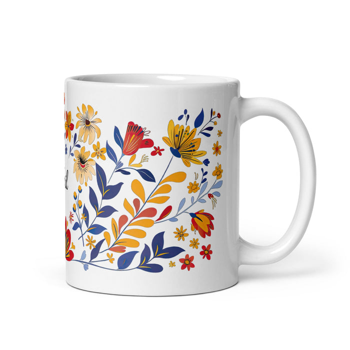 Abril Exclusive Name Art Piece Home Office Work Coffee Mug Mexican Spanish Pride Gift Cup One - Of - A - Kind Calligraphy White Glossy Mug | A10 - Mexicada