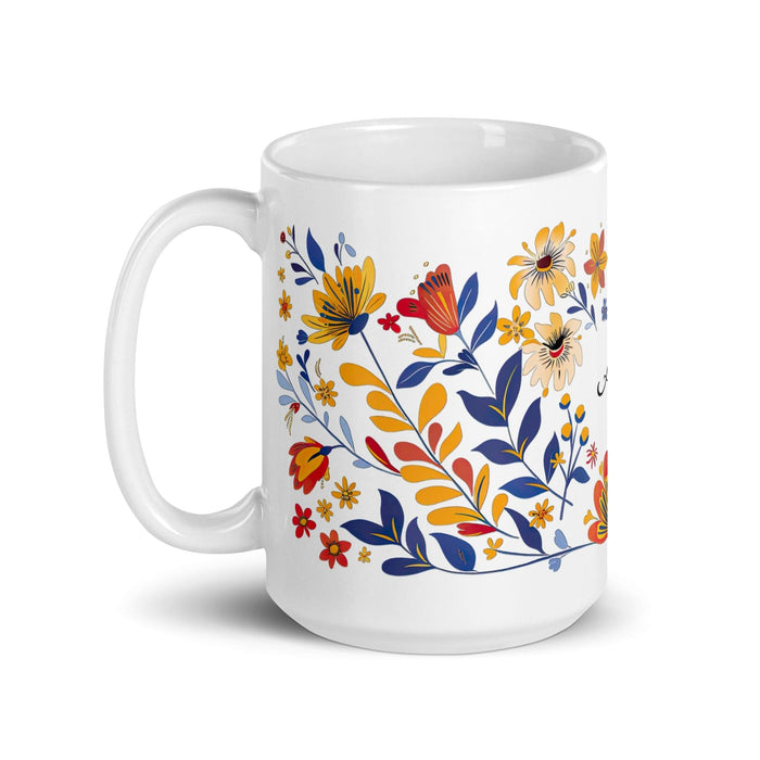 Abril Exclusive Name Art Piece Home Office Work Coffee Mug Mexican Spanish Pride Gift Cup One-Of-A-Kind Calligraphy White Glossy Mug | A10 Mexicada