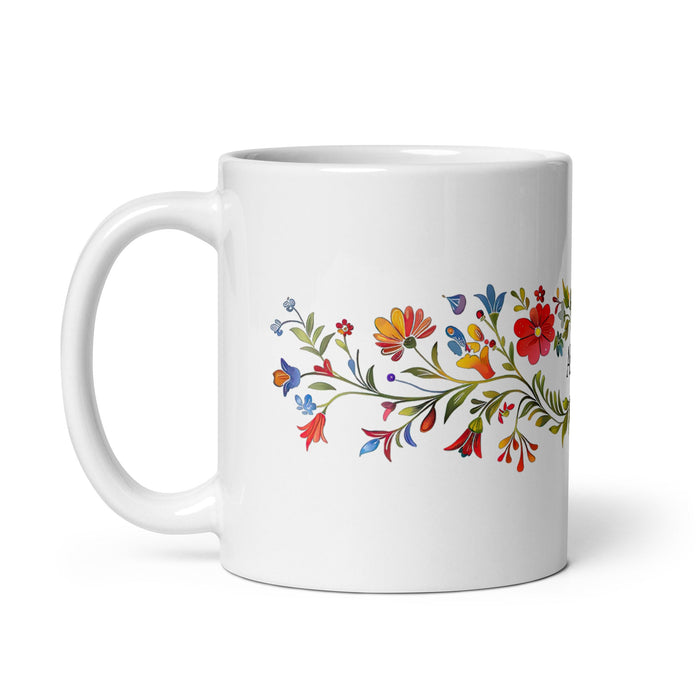 Abril Exclusive Name Art Piece Home Office Work Coffee Mug Mexican Spanish Pride Gift Cup One - Of - A - Kind Calligraphy White Glossy Mug | A11 - Mexicada