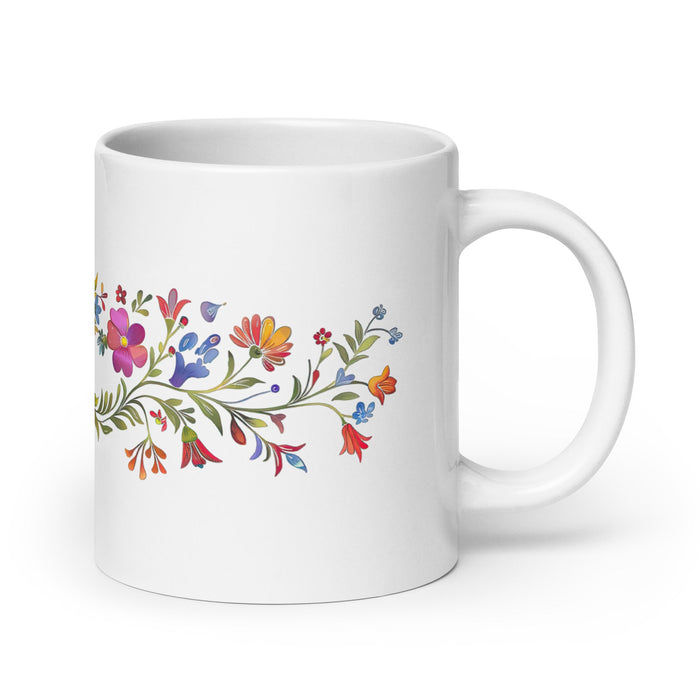 Abril Exclusive Name Art Piece Home Office Work Coffee Mug Mexican Spanish Pride Gift Cup One - Of - A - Kind Calligraphy White Glossy Mug | A11 - Mexicada