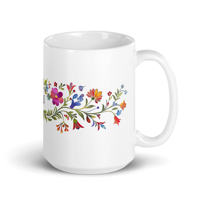 Abril Exclusive Name Art Piece Home Office Work Coffee Mug Mexican Spanish Pride Gift Cup One - Of - A - Kind Calligraphy White Glossy Mug | A11 - Mexicada