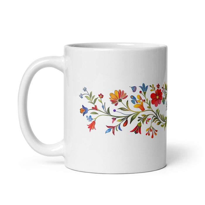 Abril Exclusive Name Art Piece Home Office Work Coffee Mug Mexican Spanish Pride Gift Cup One-Of-A-Kind Calligraphy White Glossy Mug | A11 Mexicada