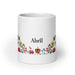 Abril Exclusive Name Art Piece Home Office Work Coffee Mug Mexican Spanish Pride Gift Cup One-Of-A-Kind Calligraphy White Glossy Mug | A12 Mexicada