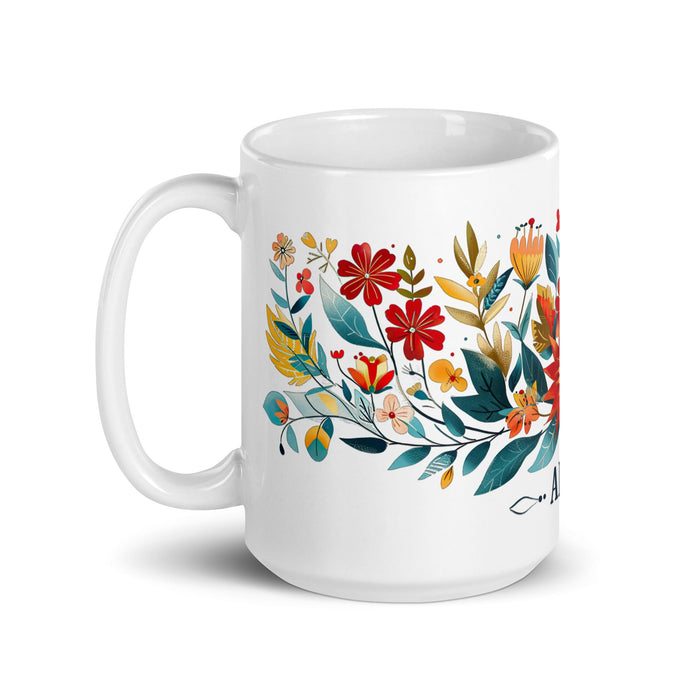 Abril Exclusive Name Art Piece Home Office Work Coffee Mug Mexican Spanish Pride Gift Cup One - Of - A - Kind Calligraphy White Glossy Mug | A13 - Mexicada