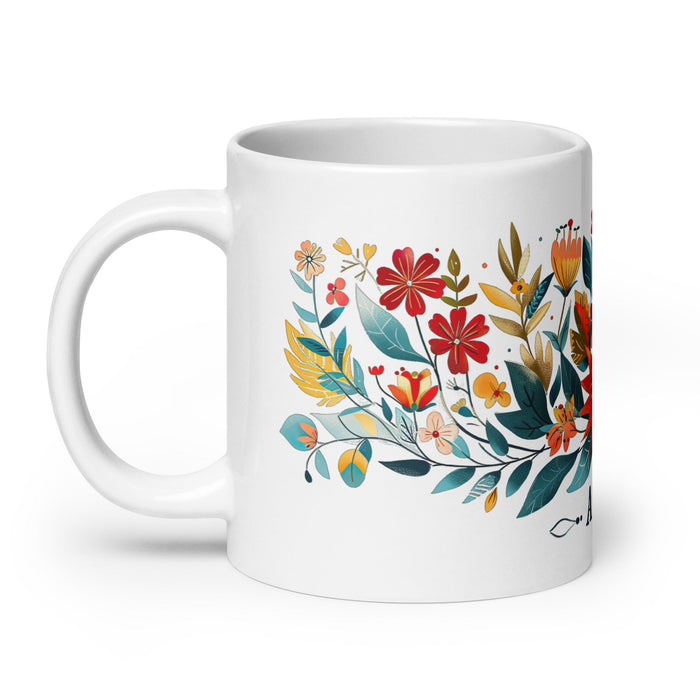 Abril Exclusive Name Art Piece Home Office Work Coffee Mug Mexican Spanish Pride Gift Cup One - Of - A - Kind Calligraphy White Glossy Mug | A13 - Mexicada