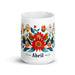 Abril Exclusive Name Art Piece Home Office Work Coffee Mug Mexican Spanish Pride Gift Cup One - Of - A - Kind Calligraphy White Glossy Mug | A13 - Mexicada