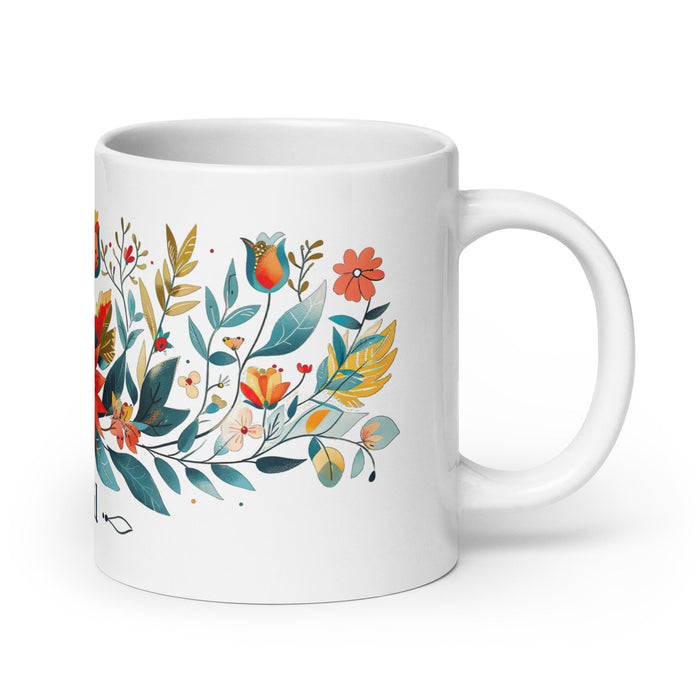 Abril Exclusive Name Art Piece Home Office Work Coffee Mug Mexican Spanish Pride Gift Cup One - Of - A - Kind Calligraphy White Glossy Mug | A13 - Mexicada