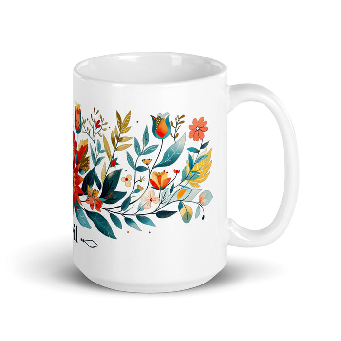 Abril Exclusive Name Art Piece Home Office Work Coffee Mug Mexican Spanish Pride Gift Cup One - Of - A - Kind Calligraphy White Glossy Mug | A13 - Mexicada