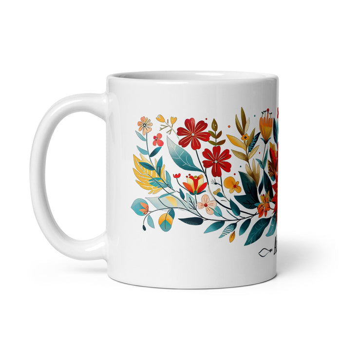 Abril Exclusive Name Art Piece Home Office Work Coffee Mug Mexican Spanish Pride Gift Cup One - Of - A - Kind Calligraphy White Glossy Mug | A13 - Mexicada