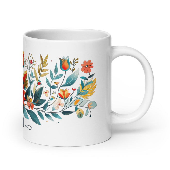 Abril Exclusive Name Art Piece Home Office Work Coffee Mug Mexican Spanish Pride Gift Cup One-Of-A-Kind Calligraphy White Glossy Mug | A13 Mexicada 20 oz