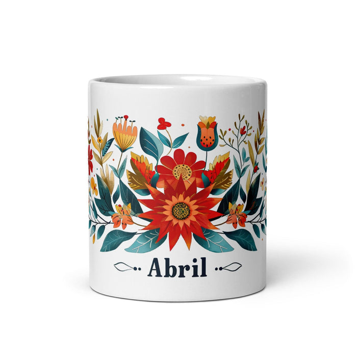 Abril Exclusive Name Art Piece Home Office Work Coffee Mug Mexican Spanish Pride Gift Cup One-Of-A-Kind Calligraphy White Glossy Mug | A13 Mexicada