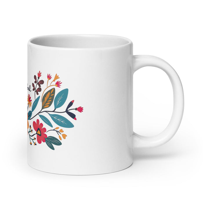 Abril Exclusive Name Art Piece Home Office Work Coffee Mug Mexican Spanish Pride Gift Cup One - Of - A - Kind Calligraphy White Glossy Mug | A14 - Mexicada