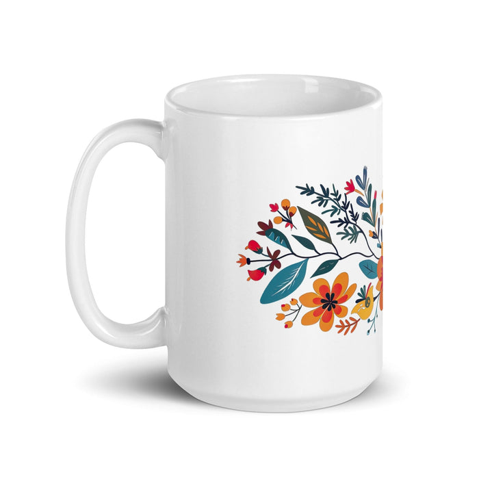 Abril Exclusive Name Art Piece Home Office Work Coffee Mug Mexican Spanish Pride Gift Cup One-Of-A-Kind Calligraphy White Glossy Mug | A14 Mexicada