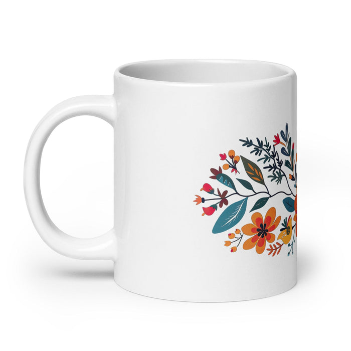 Abril Exclusive Name Art Piece Home Office Work Coffee Mug Mexican Spanish Pride Gift Cup One-Of-A-Kind Calligraphy White Glossy Mug | A14 Mexicada