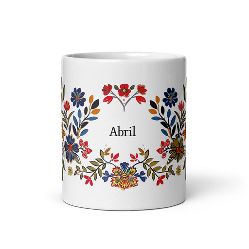 Abril Exclusive Name Art Piece Home Office Work Coffee Mug Mexican Spanish Pride Gift Cup One - Of - A - Kind Calligraphy White Glossy Mug | A15 - Mexicada