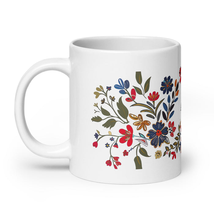 Abril Exclusive Name Art Piece Home Office Work Coffee Mug Mexican Spanish Pride Gift Cup One - Of - A - Kind Calligraphy White Glossy Mug | A15 - Mexicada