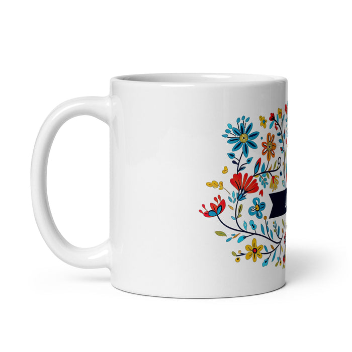 Abril Exclusive Name Art Piece Home Office Work Coffee Mug Mexican Spanish Pride Gift Cup One - Of - A - Kind Calligraphy White Glossy Mug | A16 - Mexicada